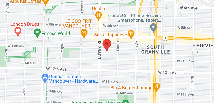 map of 101 1750 W 10TH AVENUE